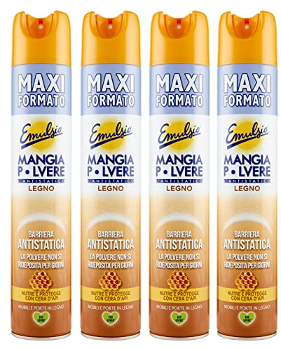 4x Emulsium Äter pulver Antistatisk Trä Närmar och skyddar med bivax - 4 400ml sprayflaskor vardera
