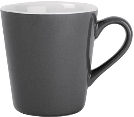 Olympia Lot de 12 tasses plates blanches grises 170 ml - Résistantes au lave-vaisselle et au micro-ondes - Pour hôtel, restaurant, café, thé, café
