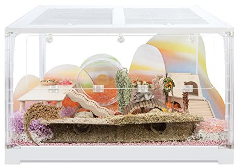 Niteangel Stacker-serien hamsterbur – stapelbart och stort glasterrarium (ca. 558 kvm) för hamster gerbils möss Degus eller andra små husdjur