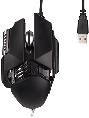 Septpenta Souris de Jeu Filaire RVB, Souris Mécanique, 12800 DPI, Réglage Rétractable, Immunité Au Bruit Haute Fréquence, Souris à Bouton 6D Ergonomique pour Les Joueurs PC Windows