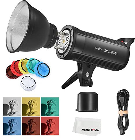 Godox SK400II-V Flash stroboscopique professionnel GN65 400 W avec lampe de modélisation LED intégrée Système X sans fil 2,4 G Mise à niveau 220 V
