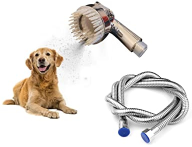 Hairstore Cat & Dog Bath Brush Scrubber Washing Sprayer Easy Bathing Grooming & Shedding Pet Shower with super flex hose 1 modes setting on/off button