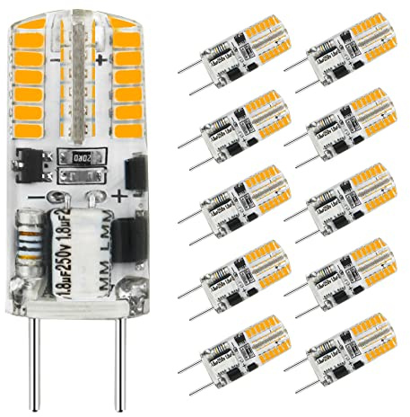Lamsky G8 LED Bulb Dimmable 3W,G8 Halogen Bulb 20W-25W Equivalent,3000K Warm White AC 120V T4 JCD Type G8 Bi-Pin Base Light Bulb for Under Cabinet,Under Counter Light(10 Pack)