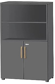 Aktenschrank abschließbar 80cm breit, Flügeltürenschrank Graphit,Kombischrank 4 OH, Mehrzweckschrank mit Griffen, Allzweckschrank, Haushaltsschrank, Büroschrank,Schrank aus Holz,Flurschrank