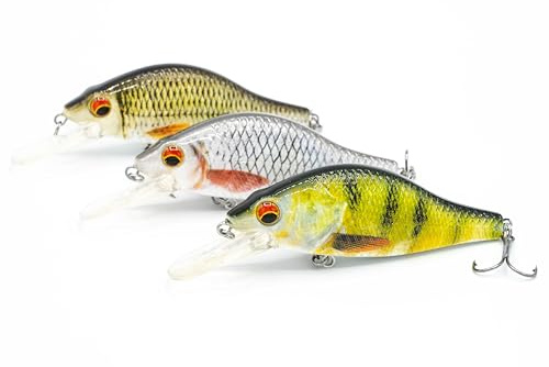Mister Tackle WB-1 Angelköder Wobbler Hecht Zander Barsch - 3 Kunstköder inklusive Box