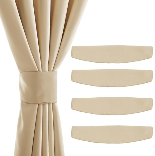PONY DANCE 4 stycken magnettäcke gardinhållare dekorativ gardin magnetisk gardinhållare 47 x 10 cm, beige