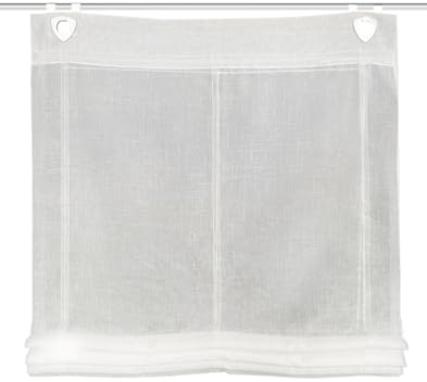 HOME WOHNIDEEN Raffrollo Casper Leinenstruktur, mit Ösen, inkl. Fensterhaken aus Metall, Farbe:weiß, Größe:130 x 95 cm, Anzahl:1x