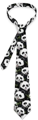 SmtSec Panda Muster Herren Krawatten Klassische Formale Krawatten Verstellbare Seidenkrawatten Party Seidenkrawatten, Weiß, Einheitsgröße