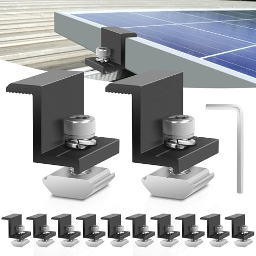 12 Piezas 30mm Soporte Placas Solares, TGKYK Panel Solar Soportes en Z con Llave, Fijación de Módulos Solares, Ontaje de Paneles Solares Soportes para Techos, Pisos, Camping, Caravanas