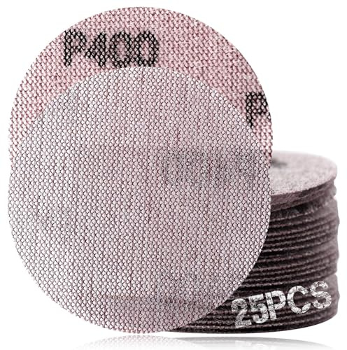SPEEDWOX 3-Inch 400 Grit Aluminium Oxide Mesh Abrasive Dust Free Sanding Discs, Virtually Dust-Free, Box of 25, Compatible with Random Orbital Sander and Angle Grinder