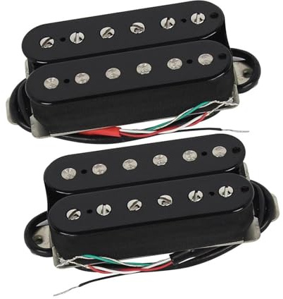 Pièces de micro pour guitare électrique Ensemble De Micros À Double Bobine En Céramique Pour Guitare Électrique 2 Pièces Pont À Cou Noir Avec Vis Et Ressorts