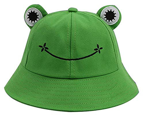 rtdgcv süßerFischerhut Hüte am Strand Tier Wandermütze Cute Eimer Foto Mütze Angeln Kinder Fischerhut Sommer Baumwolle (Green, One Size)