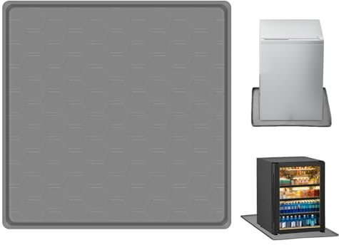 Kühlschrankmatte, 60x60cm, Silikon Kühlschrankmatten mit Erhöhtem Rand Kühlschrank Tropfschale Kühlschrank Bodenschutz für Kühlschrank Waschmaschine Weinschrank (Grau)