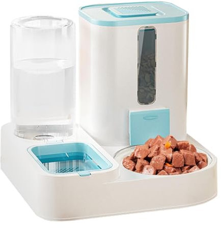 Automatisches Futter- und Wasserspender für Hunde, Katzen, Futterspender und Wasserspender, 2-in-1 Katzenfutter, Wasserspender für kleine, mittelgroße und große Haustiere