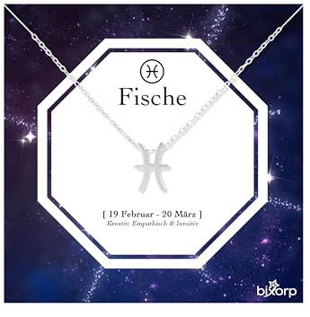 Bixorp Sternzeichenkette Sternzeichen-Anhänger aus Edelstahl in Gold/Silber – Zodiac-Halskette auf Geschenkkarte