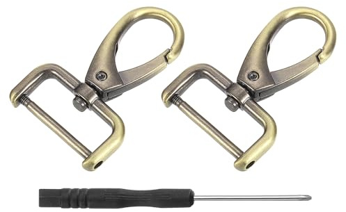 QUARKZMAN 2Stück Karabinerhaken 25mm(1 Zoll) D Ring Abnehmbarer Karabiner Schlüsselanhänger Metall Karabiner KlauenVerschluss Haken mit Drehgelenk mit Schraubendreher für Basteln