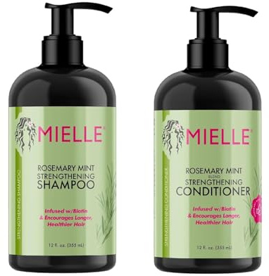 Mielle - Romarin Menthe - Infusé à la biotine - Produits de croissance des cheveux pour des cheveux plus forts et plus sains - Ensemble de 2 shampooings et revitalisants