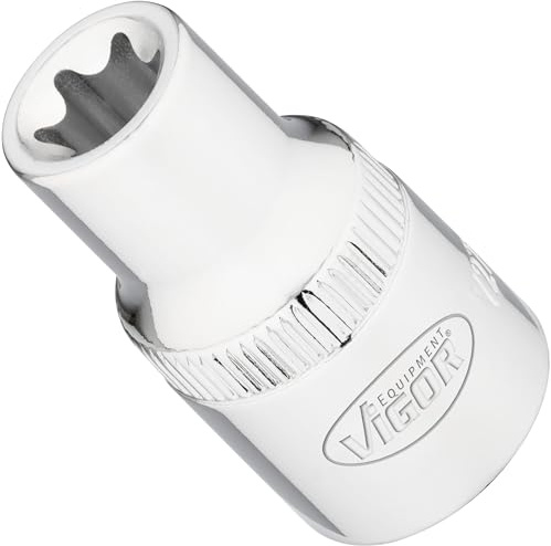 VIGOR Steckschlüsseleinsatz, V2732N, 1/2″, E Profil, SW E12, Länge l2 38 mm | 1/2 Zoll (12,5 mm) Vierkant hohl, Antrieb 1/2 Zoll (12,5 mm) Vierkant hohl, Abtrieb E Profil, Länge l2 38 mm, 50 g