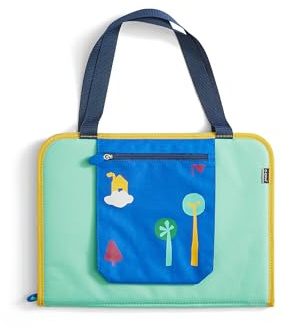HABA Unisex skrivmapp ta med dig kreativ väska arrangör barn kreativ mapp målmapp pennförvaring inlärningshjälp kreativt set lärande kul, Turkos, A4, Skolväskeset