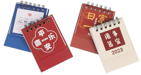 OFFSCH 4stücke Kreative Chinesische Tischkalender Mit Inspirierenden Sprüchen Für Büro Und Schule Mini-standkalender Für Täglichen Gebrauch Dekorativ Und