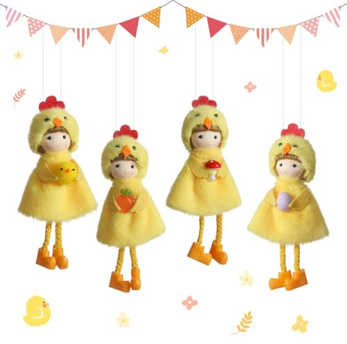 Osterdeko Engel Figuren zum Aufhängen, Frühlingsdeko Plüsch Engel Puppen Anhänger, Osteranhänger Basteln mit Schnur, Handgefertigt Engel Ornamente für Heimdekoration, Ostern Deko, Ostergeschenke (A)