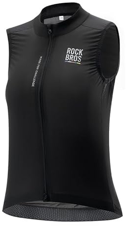 ROCKBROS Road to Sky Gilet da Ciclismo Donna, Gilet Sportivo Donna Antivento per Running, Bici da Corsa, MTB, Gravel, Asciugatura Rapida, Smanicato, Nero