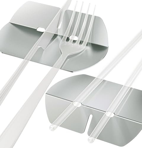 DUDAPRO - Cutlery Tray Stainless Steel Knife Bench Chopstick Rest Polished Silver - Reversible Function, Set of 4 with Storage Box