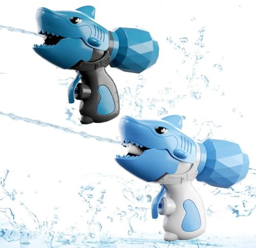 Pistolas de Agua Pequeñas, 2 Piezas Mini Pistola Juguetes Agua para Niños y Niñas, Juguete Plástico de Pistolas de AG-UA para Playa Piscina Fiesta (Diseño de Tiburón)