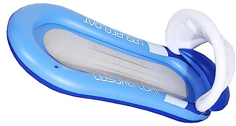 Kisangel Flotante Inflable Cama Flotante Inflable para Piscina Sillón Reclinable De PVC Hamaca Acuática para Adultos Verano con Sombrilla De Protección