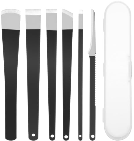 Lot de 6 couteaux de pédicure professionnels en acier inoxydable pour ongles incarnés, callosités et peaux mortes (noir)
