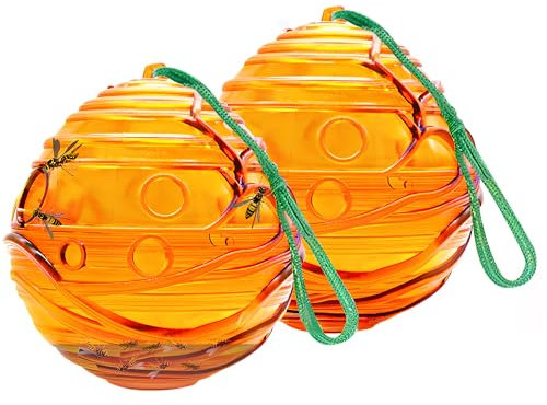 Spherical Wasp Trap 2 Pcs - Waterproof Wasp Nest Killer, Hornet Catcher, Bee Catcher, Fly Trap, Eco Fly Deterrent Outdoor & Indoor, Reusable & Easy to Clean