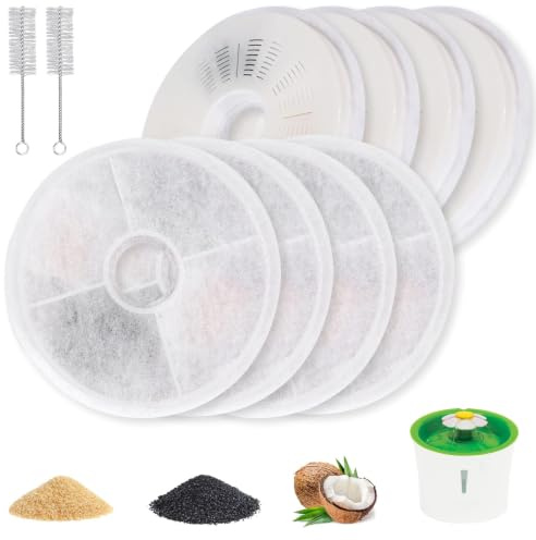 8 Filtres Fontaine à Eau pour Chat – Filtre pour Fontaine à Chat 3L, Filtre Fontaine Eau Chat, Compatible Fontaine Fleur, Adoucit l’Eau, Favorise la Santé Urinaire, Fourni avec 2 brosses de Nettoyage