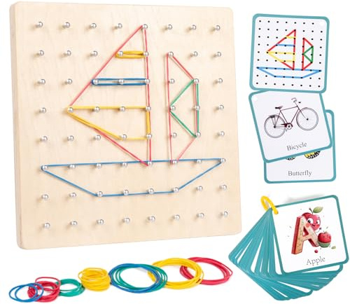 Auvewilo Wooden Geoboard Path Planning Educational Toy Kids 5+
