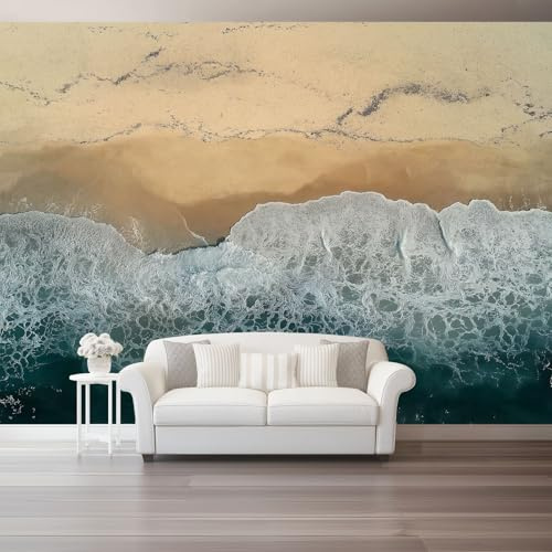 Carta da parati Oceano Naturale Spiaggia Sabbiosa 200 x 140 cm, Poster Foto Murale Carta da Parati Decorazione Parete Soggiorno Camera da Letto Cameretta per Bambin, Marrone