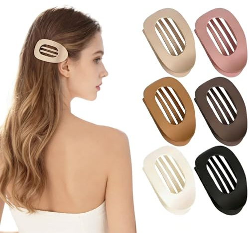 Paquete De 6 Pinzas Planas Para El Pelo Para Mujer, Pinza De Pelo Curvadas Antideslizantes, Múltiples Colores, Diseño Curvo, Para Cabello Grueso Y Fino, Deportes, Conducción