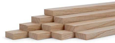 Woodsellers Set di 10 listelli in legno di frassino piallato, 8 × 20 × 500 mm, listelli in legno massello naturale e pronto per l'incollaggio, per mobili, interni e progetti fai da te
