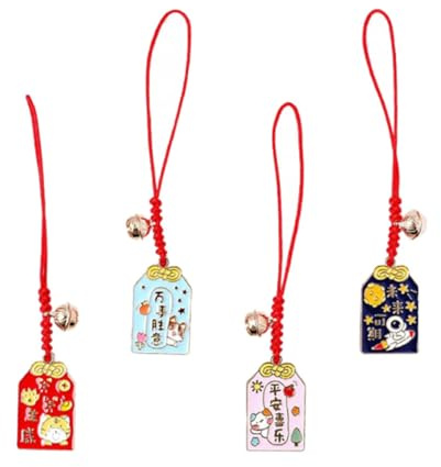GARVALON Lot de 4 Pendentifs Porte-Clés Décoratifs Créatifs pour Téléphone Portable Pendentifs de Augure en Métal Couleur Multicolore Décoration Suspendue Adaptée aux Étuis de Téléphone