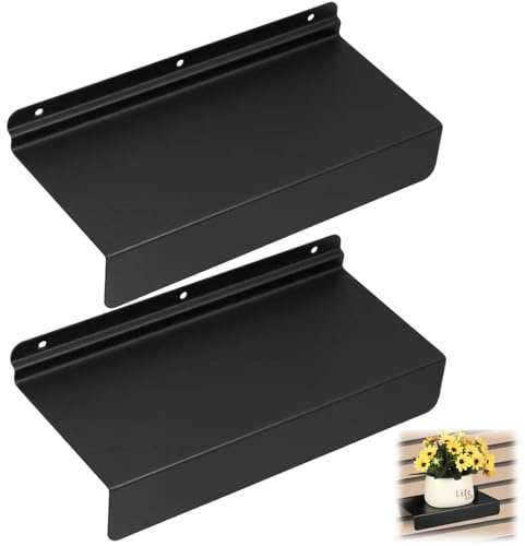 Regal für Akustikpaneele 23 x 9,5 x 3,8 cm - 2 Stück Schweberegal Schwarz aus Metall, Wandregal ohne Bohren für Akustikwand, Stabiles Akustikpaneele Zubehör für Wohnzimmer, Büro, Küche & Schlafzimmer