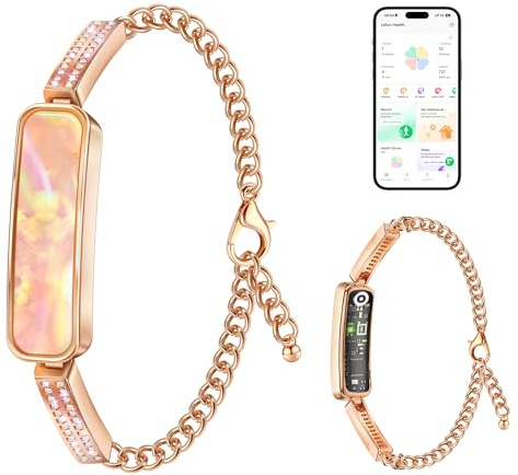 Irondance Smart Bracelet for Women, Stylish Activity Fitness Trackers, 24/7 Heart Rate, HRV, Blood Oxygen &Stress Monitor, Health & Sleep Tracker for iOS & Android Rose Gold