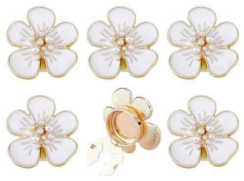 Vordpe Kamelien Knopfabdeckungen, Weißen Blumen Manschettenknöpfe, Dekorative Hemdknopf Clips Legierung, Blumen-Button Covers Set, für Damen Blusen, Anzug, Smoking, DIY