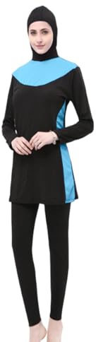 Set da 3 pezzi Burkini da donna musulmano, costume da bagno islamico arabo, a maniche lunghe, top da nuoto, cuffia da bagno, alla moda, slim fit, elasticizzato, ad asciugatura rapida