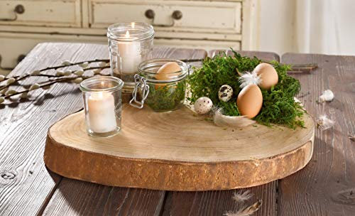 Deko-Scheibe Wood Ø 40 cm Baumscheibe aus naturbelassenem Paulownia-Holz, teilweise mit Rinde bedeckt