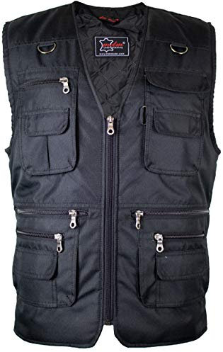 Herren Outdoor Weste mit Vielen Taschen (Schwarz,M)