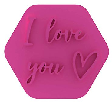 LissieLou I Love You with Heart Cookie Stamp Love Wedding Valentine's Day Icing Fondant Embosser - Light Pink
