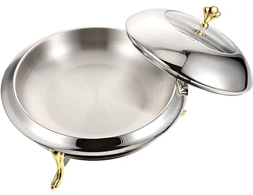 MNSSRN Edelstahl Hot Pot Buffetkocher, Edelstahl Kleiner Hot Pot, Dry Pot Buffetwärmer, Metallgeschirr Hot Pot,20cm