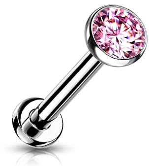 Paula & Fritz® Push-In Labret Piercing Kugel Zirkonia Titan-IUM Grade 23 Piercing Set 0,8-mm 1-mm 1,2-mm Stab-Dicke Madonna Medusa Monroe Helix Tragus