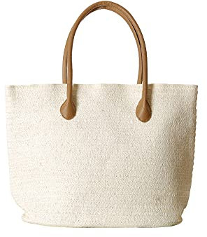 Hixingo Strohtaschen Damen Groß Kapazität Strandtasche Stroh Totes Taschen, Sommer Boho Strand Gewebte Tasche Frauen Schultertaschen, Strohsack für Reisen Urlaub (40x30x14cm,Weiß)