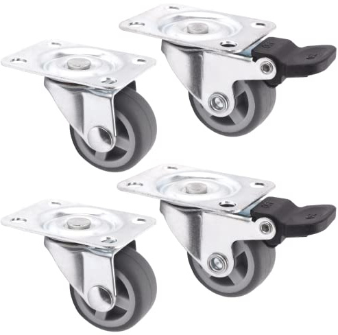BAUSTER® 4x Set Lenkrollen mit Bremse Ø 30 mm Möbelrollen klein mit max. Tragkraft 70 Kg/Rollensatz, drehbare Rollen für Möbel, Gehäuse aus Stahl mit gummierten Räder