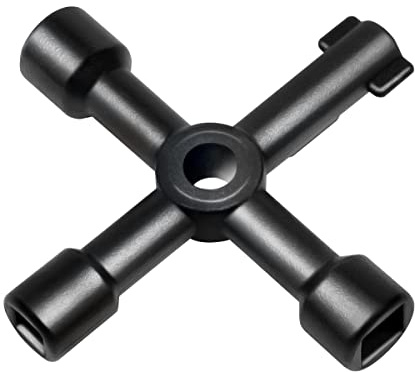 LogiLink WZ0072 – universalkrysnyckel för kopplingsskåp och vattenavstängningssystem med fyrkantiga (6, 8 mm), dubbelskägg (5,5 mm), triangel (10 mm)