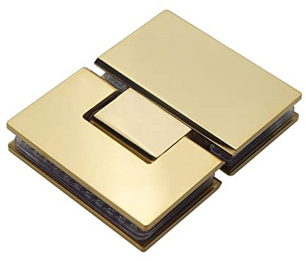 Türbänder Glastür Badezimmer Gold Edelstahl 304 Wandhalterung Schwarzes Glas Duschtürscharnier (180 Grad ist offen)